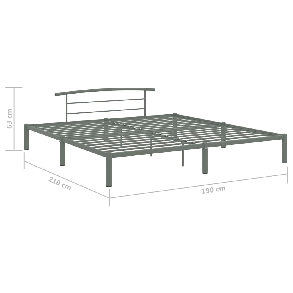 284667 vidaXL Bed Frame without Mattress Grey Metal 180x200 cm Super King